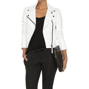Mackage | Lucia Patent White Leather Biker Jacket